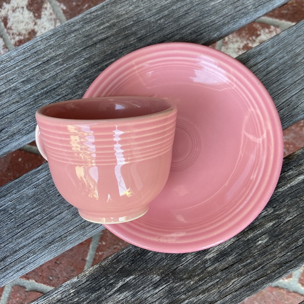 Fiesta pink cup and saucer